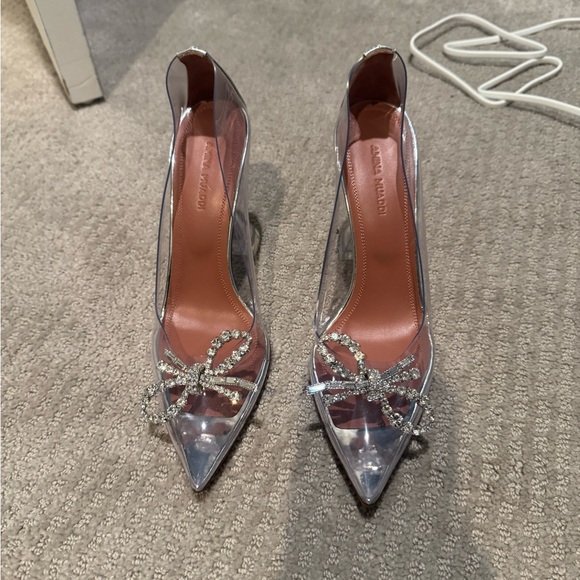 Amina Muaddi clear crystal bow heels - Picture 1 of 3